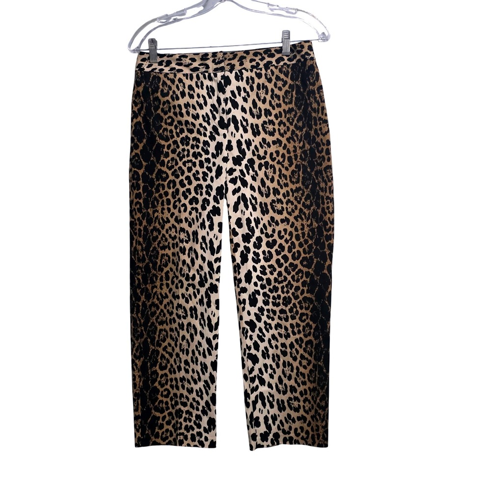 Peck & Peck Weekend Womens Leopard Print Cropped Pants Brown Black Size 4